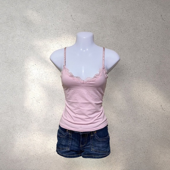 Fruit Of The Loom Baby Pink Lace Trim Cami Top - Picture 1 of 4